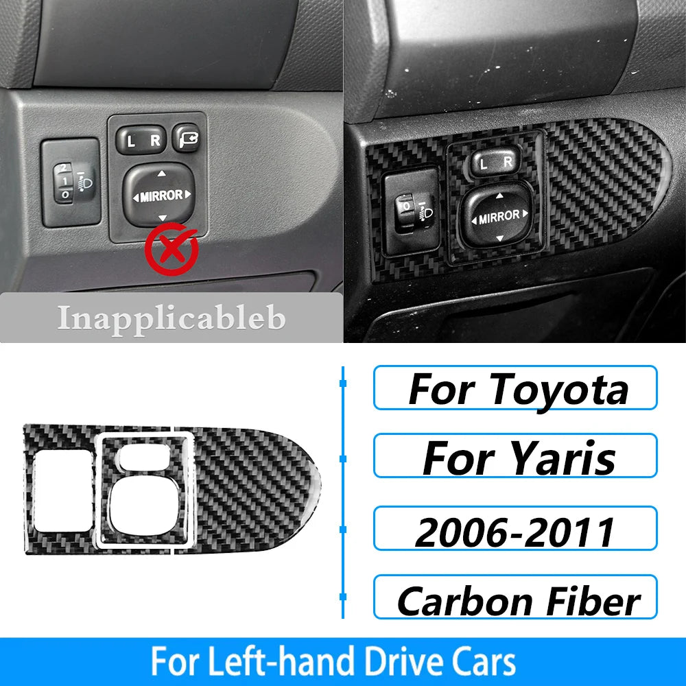 For Toyota Yaris 2006-2011 Carbon Fiber Central Control AC CD Air Outlet Gear Shift Panel Cover Trim Set Car Accessories Sticker