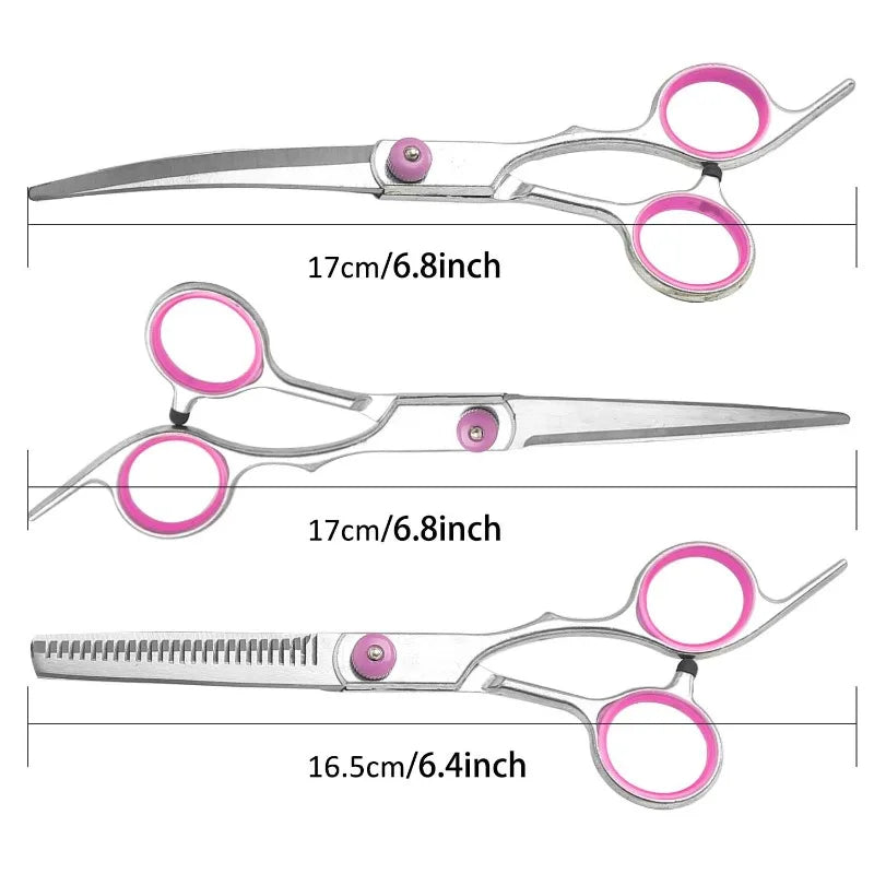 Pet Grooming Scissors Set - Curved, Thinning & Straight – photo 4