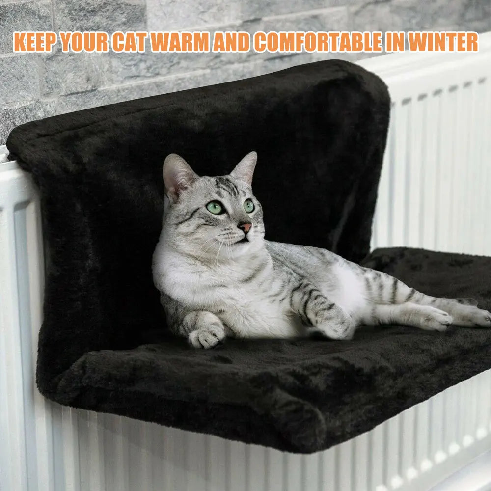 Cat Hanging Bed Pet Animal Radiator Bed Warm Fleece Basket Cradle Hammock Metal Iron Frame Removable Cat Hammock