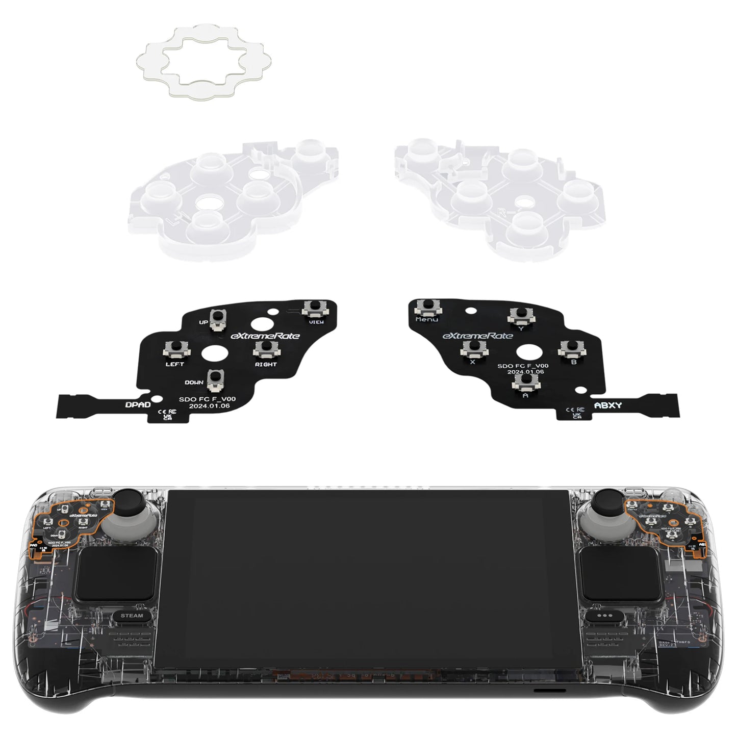 eXtremeRate Face Clicky Kit for Steam Deck OLED Handheld Console, Dpad View A B X Y Menu Keys Face Buttons Mouse Clicky Kit