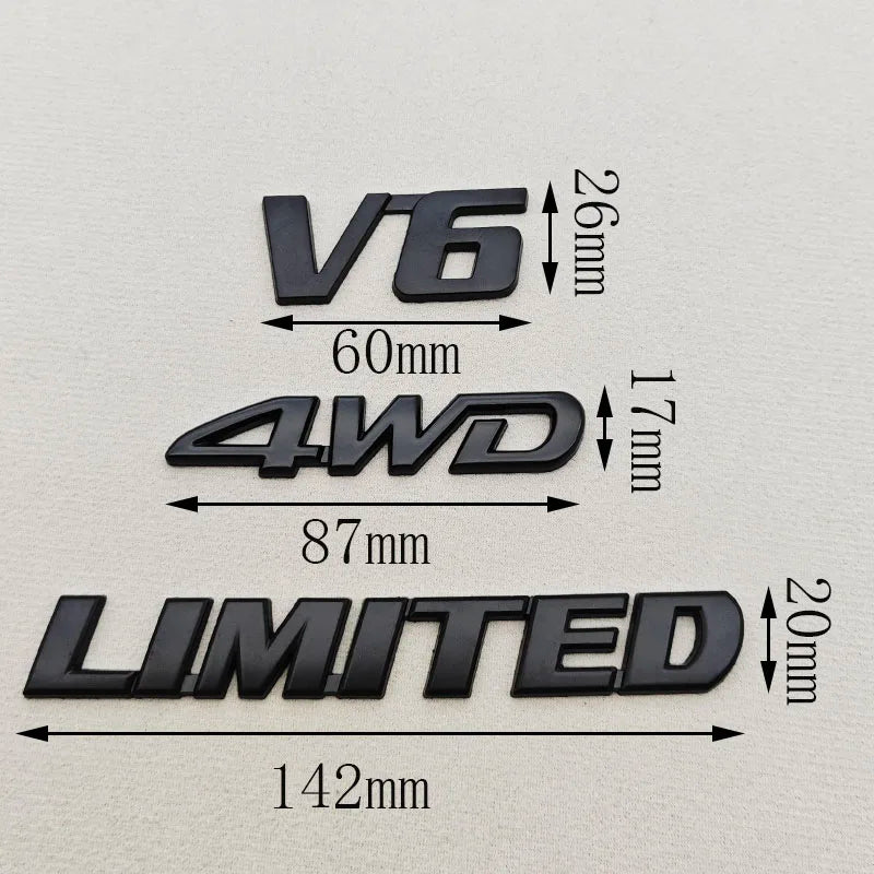 3D Metal Car Sticker Logo 4WD V6 V8 LIMITED Fender Side Badge Rear Trunk Emblem For Toyota LC150 LC200 4Runner Tundra Accessorie