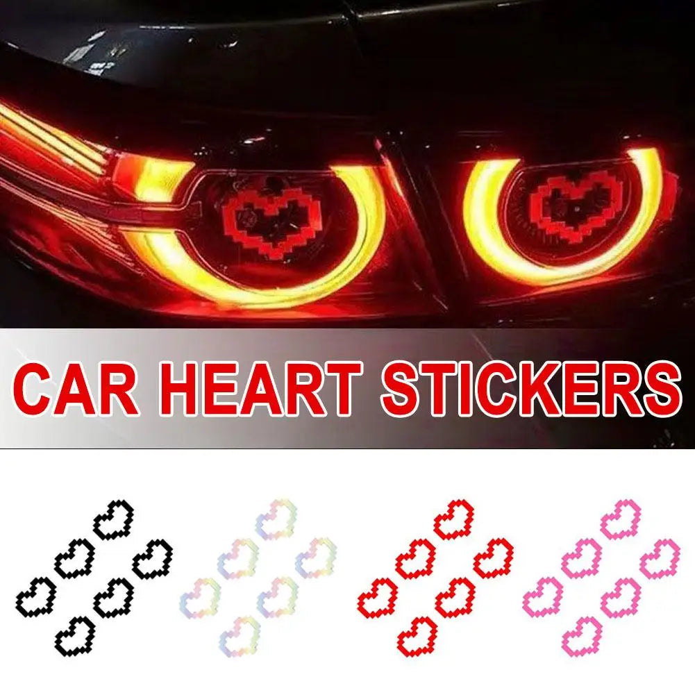 Pixel Heart Car Sticker - 6-Bit Love Decal for Window Headlight Taillight, Waterproof Vinyl Decoration to Personalize Your Car