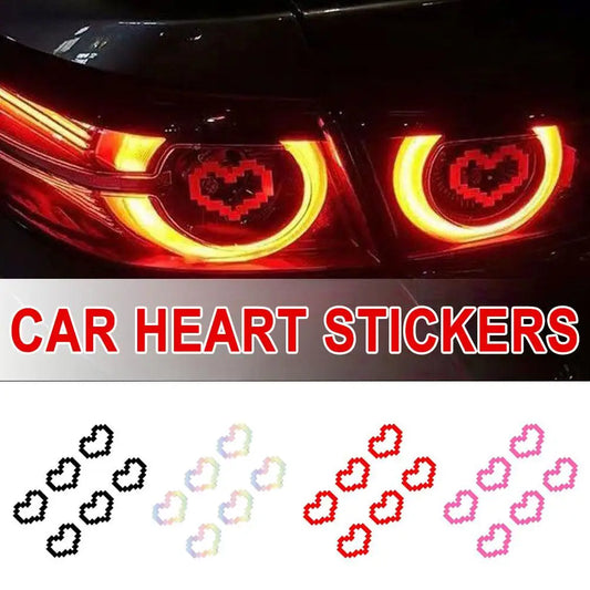 Pixel Heart Car Sticker - 6-Bit Love Decal for Window Headlight Taillight, Waterproof Vinyl Decoration to Personalize Your Car