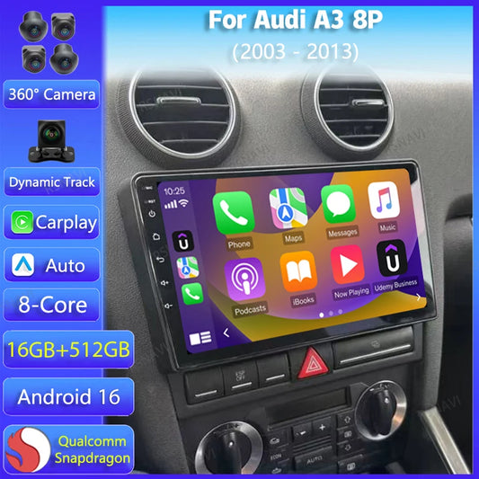 Car Stereo with Apple CarPlay & Android Auto, Compatible with Audi A3 8P