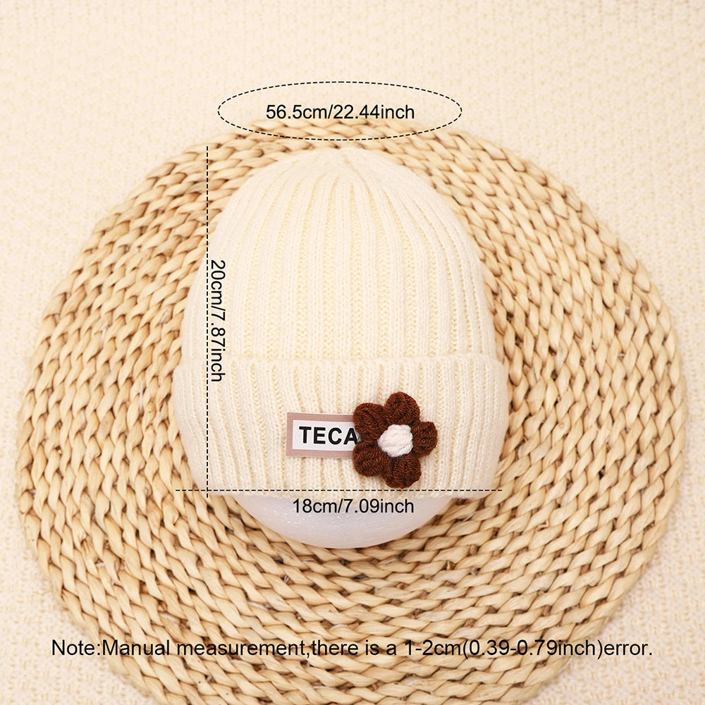Baby Girl Flower Print Knit Beanie - Warm Infant Winter Hat - photo 6