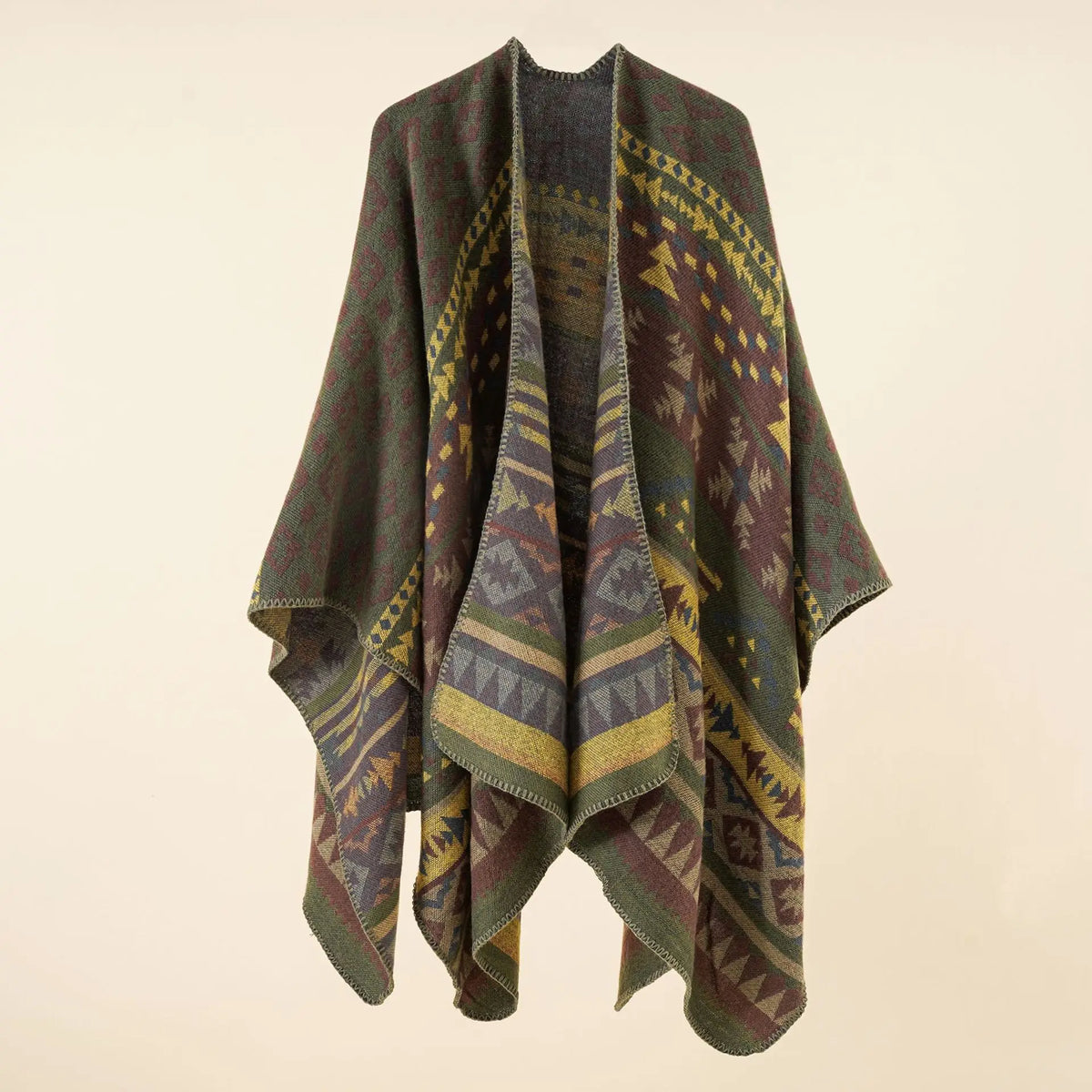 Women's Cashmere-Feel Poncho Wrap - Thick Winter Blanket Scarf