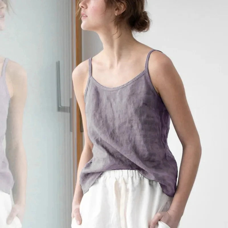 Vintage Cotton Linen Women's Summer Tank Top Sleeveless Harajuku Basic Cuasal Female Top For Girls Camisole Women Clothing