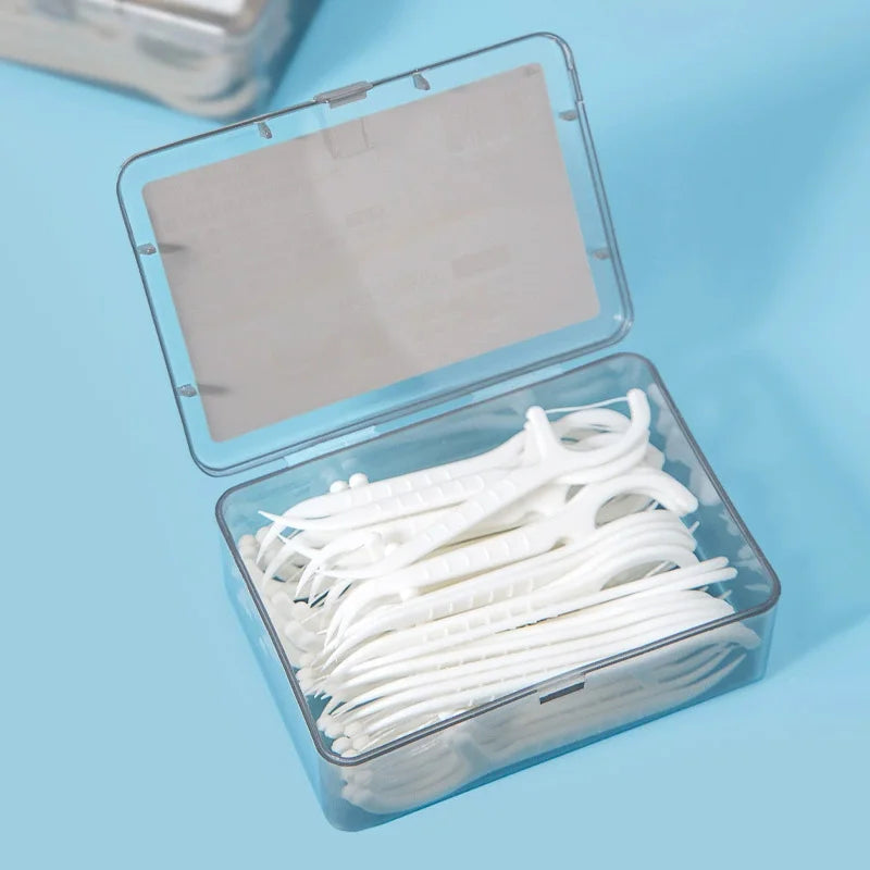50 Pcs Disposable Dual-Use Dental Picks, Portable Toothpick & Floss Picks for Travel, Fresh Breath