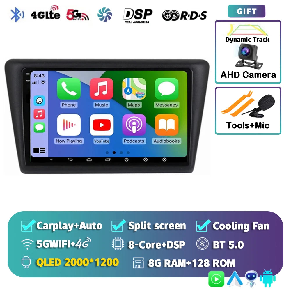 Android 16 Carplay Car Radio For VW Skoda Rapid 2013 2014 2015 2016 2017 2018 2019 Seat Toledo 2015 - 2018 GPS Multimedia Stereo