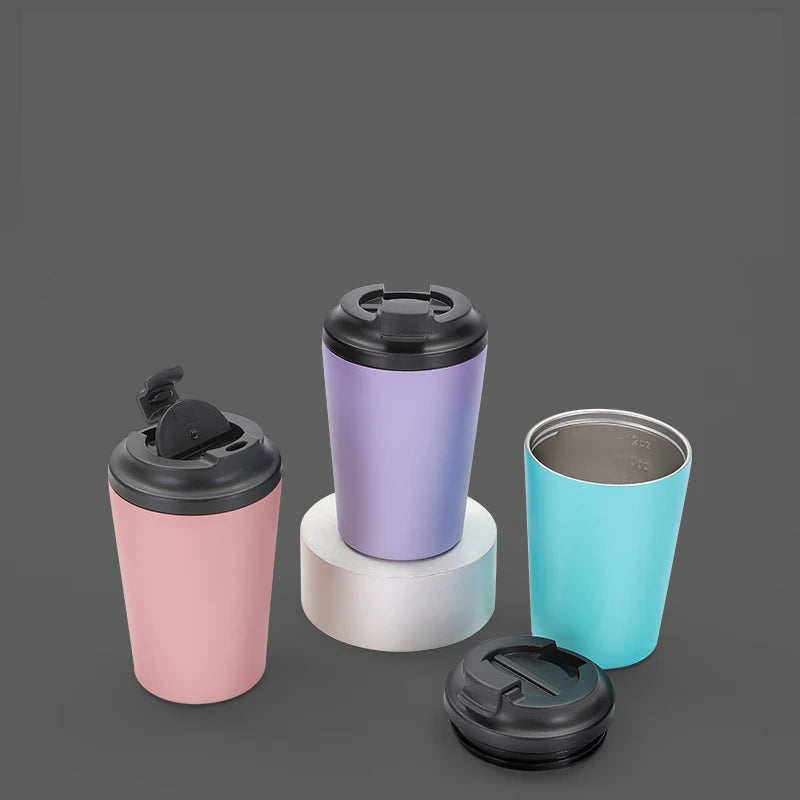 350ml/12oz Double Stainless Steel 304 Coffee Thermos Mug Leak-Proof Non-Slip Car Vacuum Flask Travel Thermal Cup Water Bottle