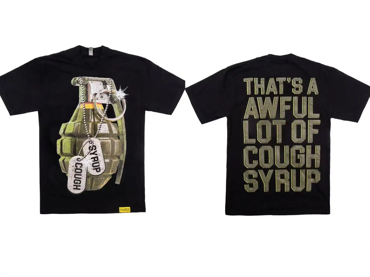 That's A Awful Lot of Cough Syrup Short Sleeve American Street Pop Hip-hop Cartoon Pattern Print Tops COUGH SYRUP T-shirt