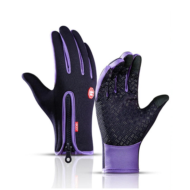 Unisex Touchscreen Winter Gloves, Windproof Zipper Gloves