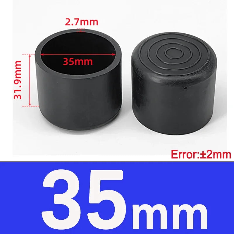 1-20Pcs Round Black PVC Soft Rubber Pipe Sleeve Tube Cap Table Chair Foot Pad Protective Cover 6 8 10 12 14 16 20 22 25 28-100mm