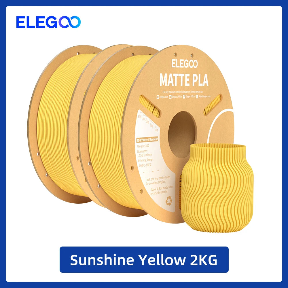 ELEGOO Matte PLA Filament 1KG,1.75mm FDM 3D Printer Filament Dimensional Accuracy +/- 0.02mm, 1kg Carboard Spool (2.2lbs)