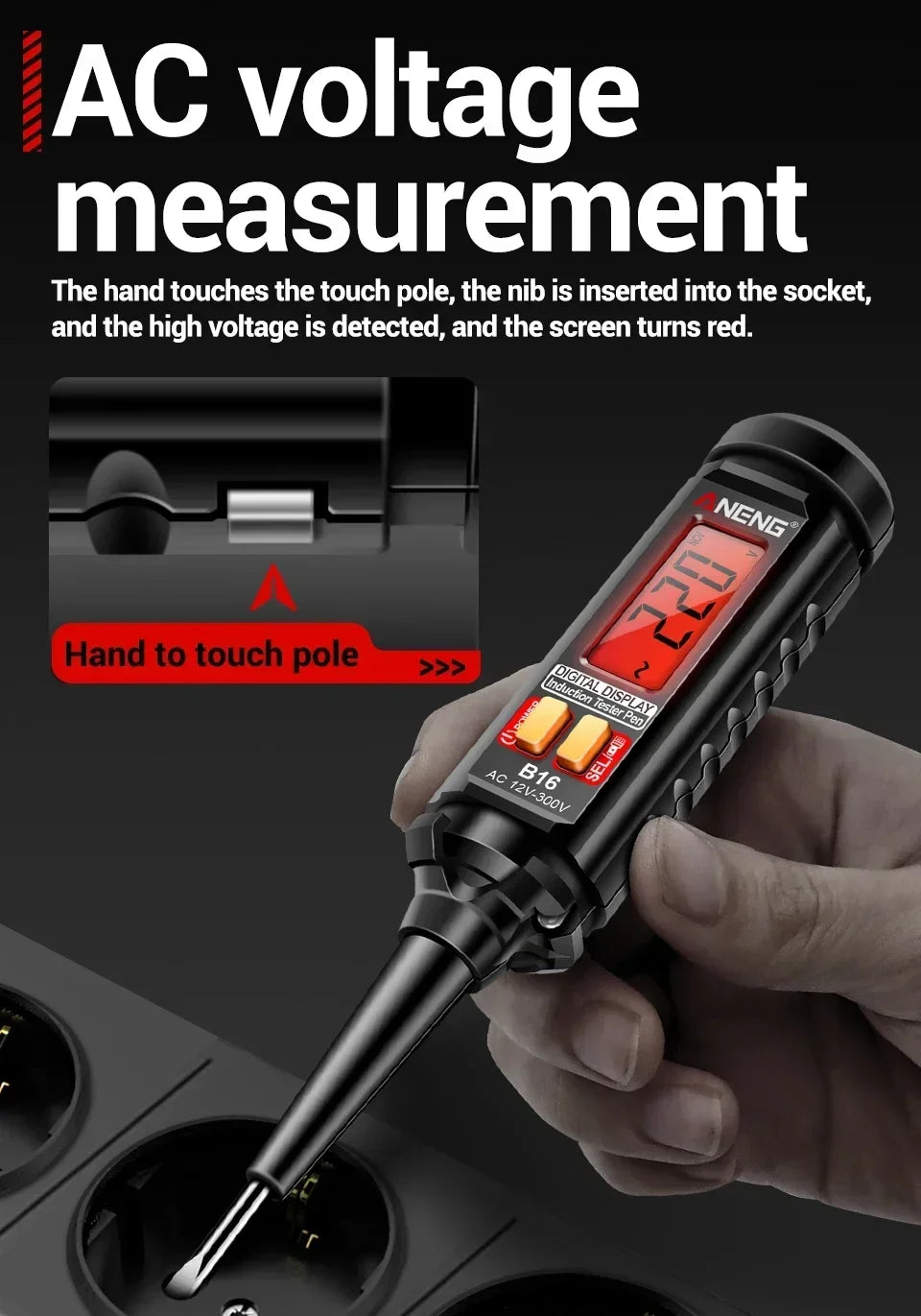 ANENG B16 Voltage Tester Pen 12V-300V Non-Contact Induction  Detector NCV Voltage Sensing Test Meter Breakpoint Finder Tool