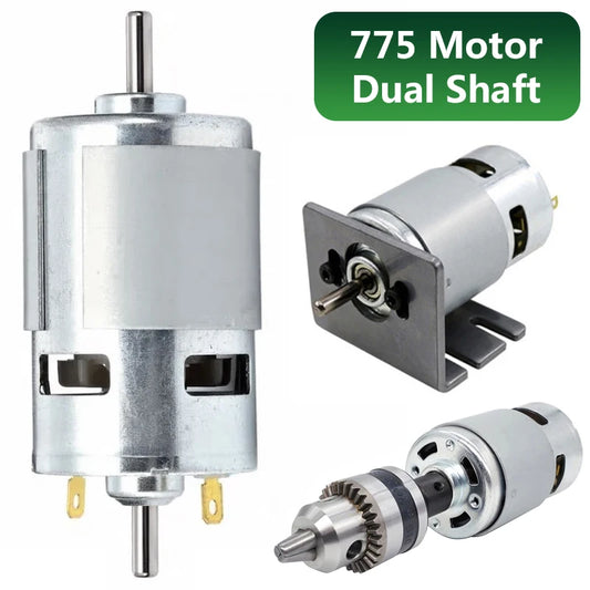 775 Dual Shaft Motor DC 12V-24V Ball Bearing Large Torque High Power Low Noise Gear Motor Electronic Component Motor