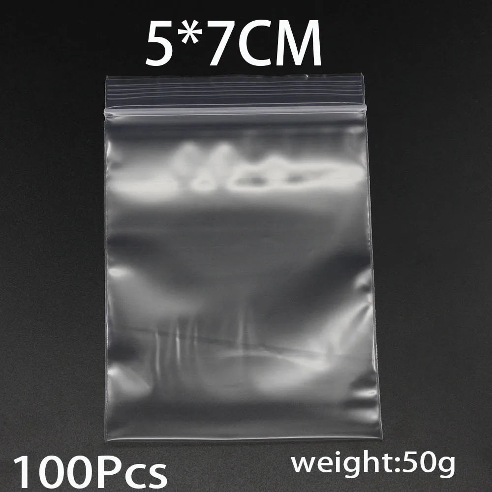 30-100Pcs Thick Plastic Poly Clear Bags 4x6/5x7/6x8/7x10cm Jewelry Packaging Lock Zipped Reclosable DIY Storage