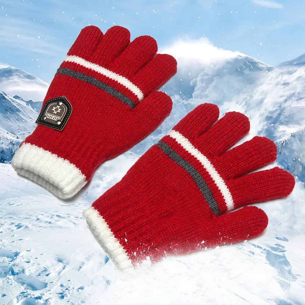 Kids Knitted Full Finger Gloves - Thick Winter Gloves for Ages 6-12 - photo 2