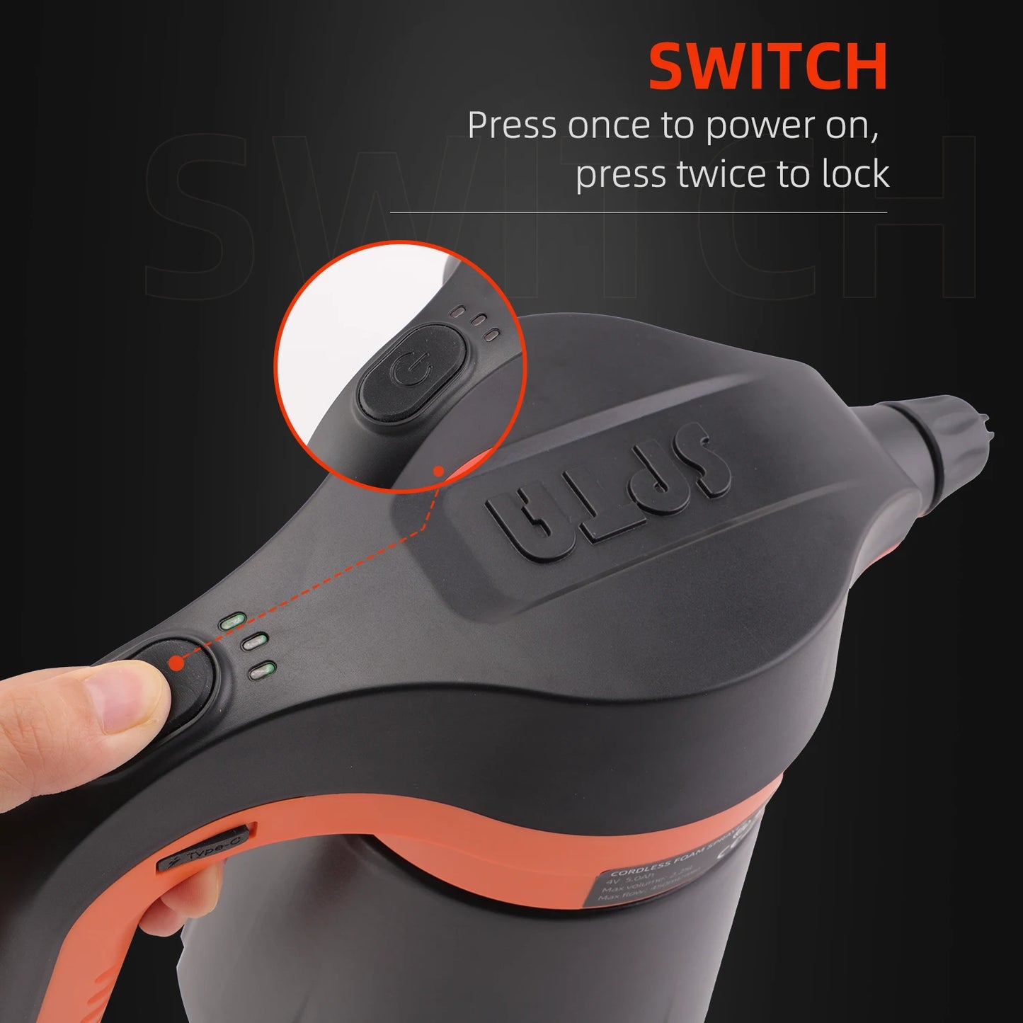SPTA Cordless Battery Powered Foam Sprayer, 2.25L Electric Car Foam Sprayer,  Pump Foam Sprayer for Car Cleaning