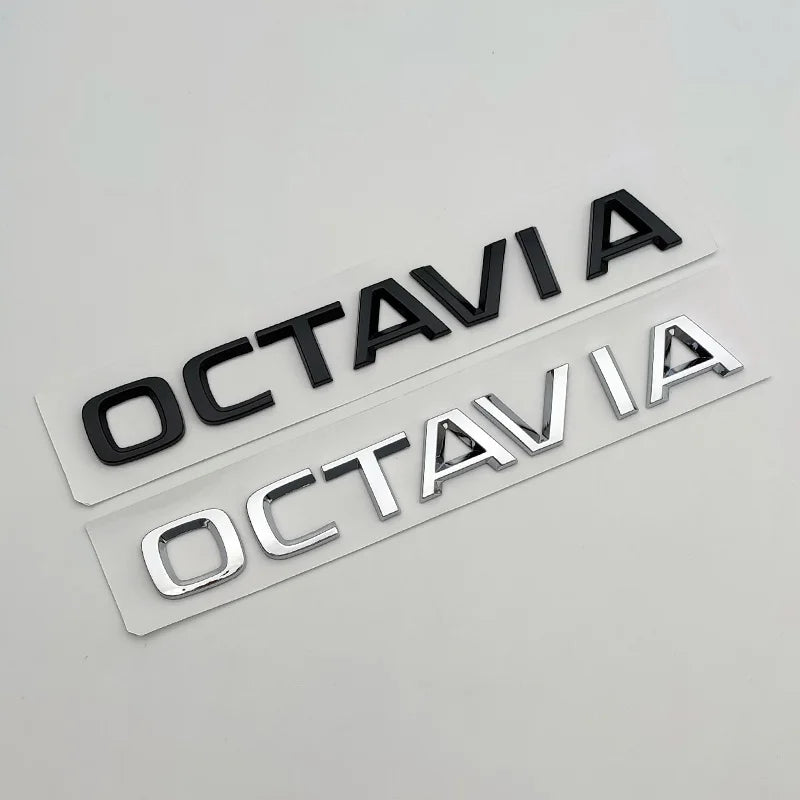 3D ABS Chrome Black Logo Octavia Emblem Letters Car Rear Trunk Badge Octavia 1 2 3 4 A5 A7 MK3 Octavia Sticker Accessories