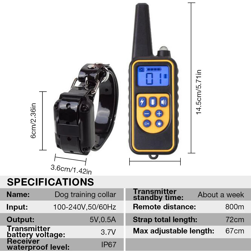 Electric Waterproof Dog Training Collar – Rechargeable Remote Anti-Bark Device | For 1, 2 or 3 Dogs