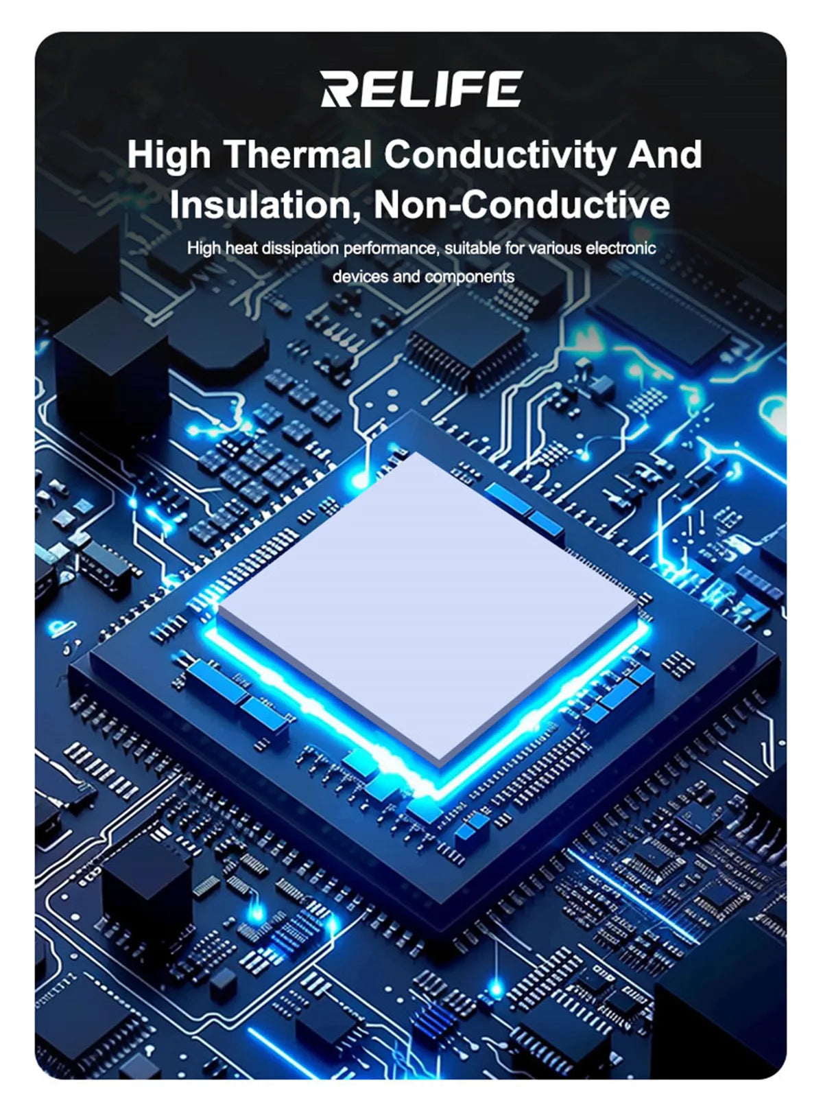 RELIFE RL-098 100PCS Pre-cut Insulating Thermal Pads for IC Chip High Thermal Conductivity Self-adhesive Repair Silicone Sheet