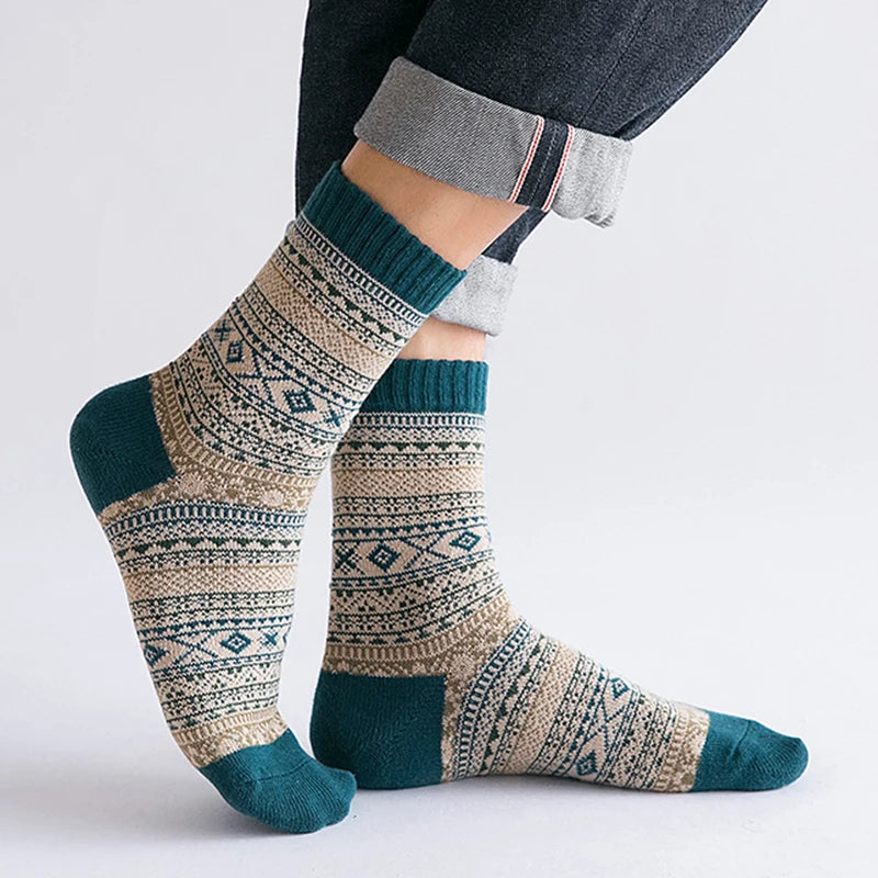 Men's Wool Blend Winter Socks, 5 Pairs
