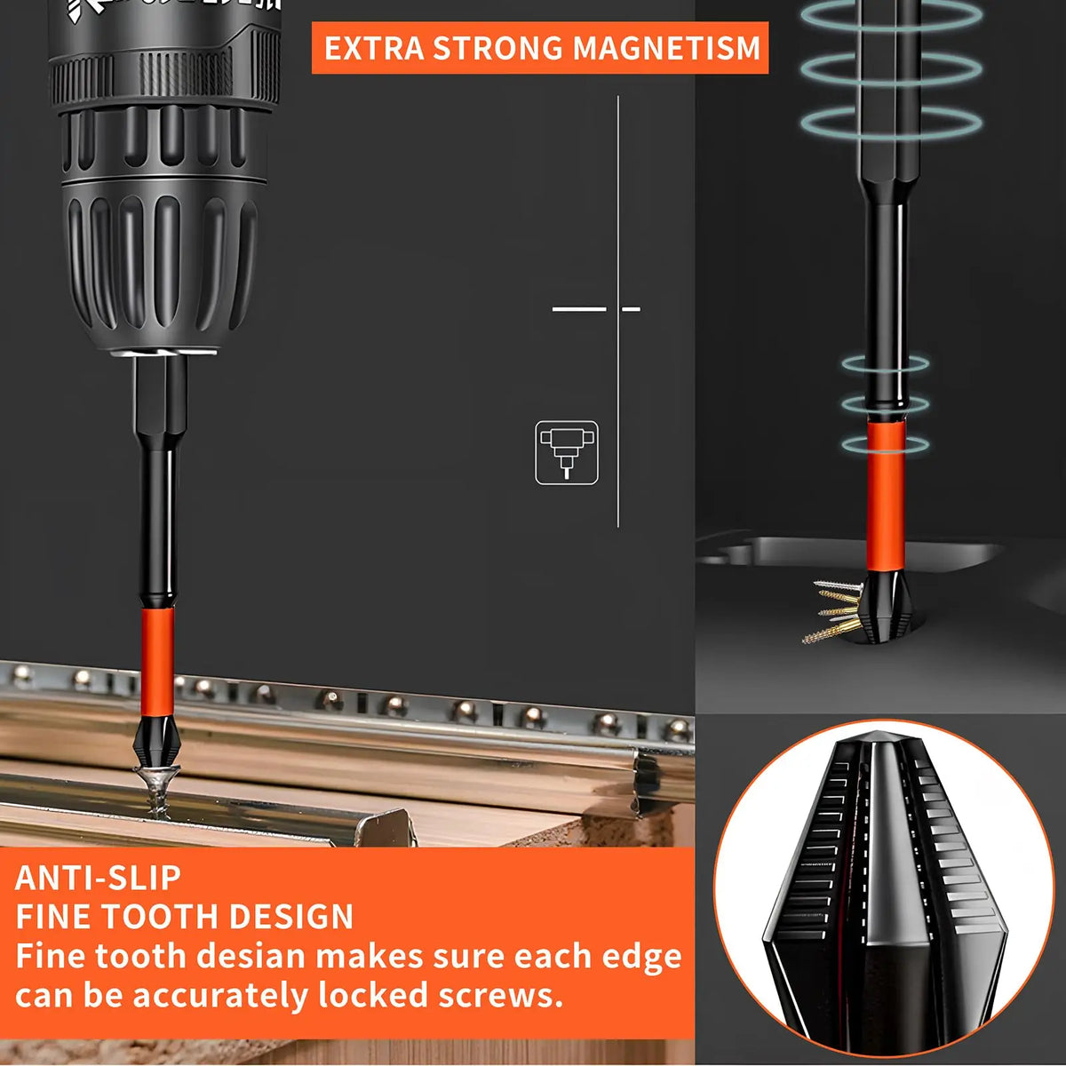 Magnetic Screwdriver Bit Set 12 Pc, S2 Steel Anti-Slip Impact