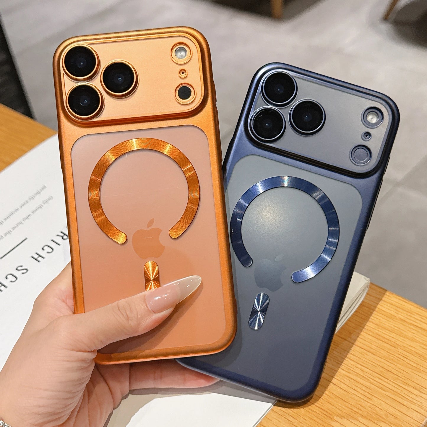 Luxury Matte Plating Phone Case Compatible with iPhone 15 to 17 Pro Max and Air - MagSafe, Shockproof Lens Film Translucent Cover