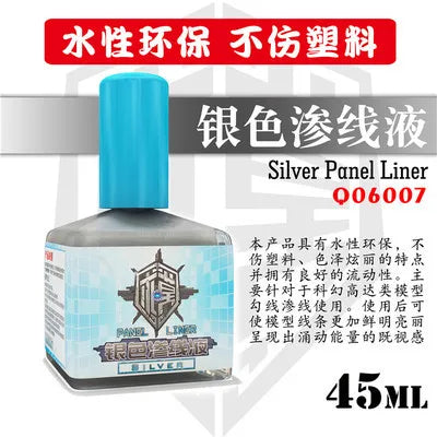 Q06001 45ML Metallic Panel Line Water Based Accent Color for Gundam Gunpla Mecha Doll Tank Plane Military Model Coloring Tool