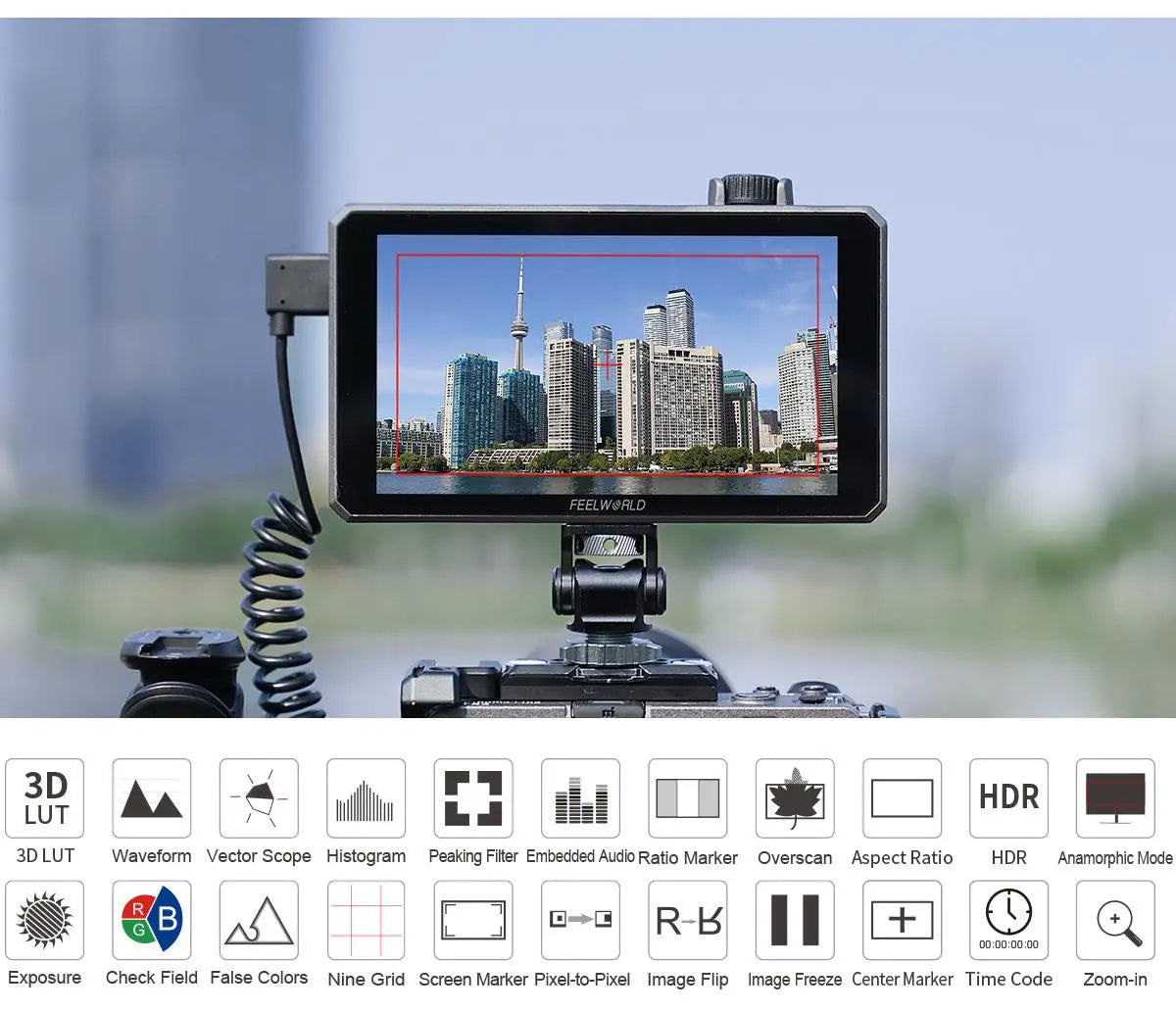 FEELWORLD SC6 6-inch Photography Video Monitor 1500NIT High Brightness 3G SDI HDMI 4K60Hz 1920X1080 IPS Screen Aluminum Shell