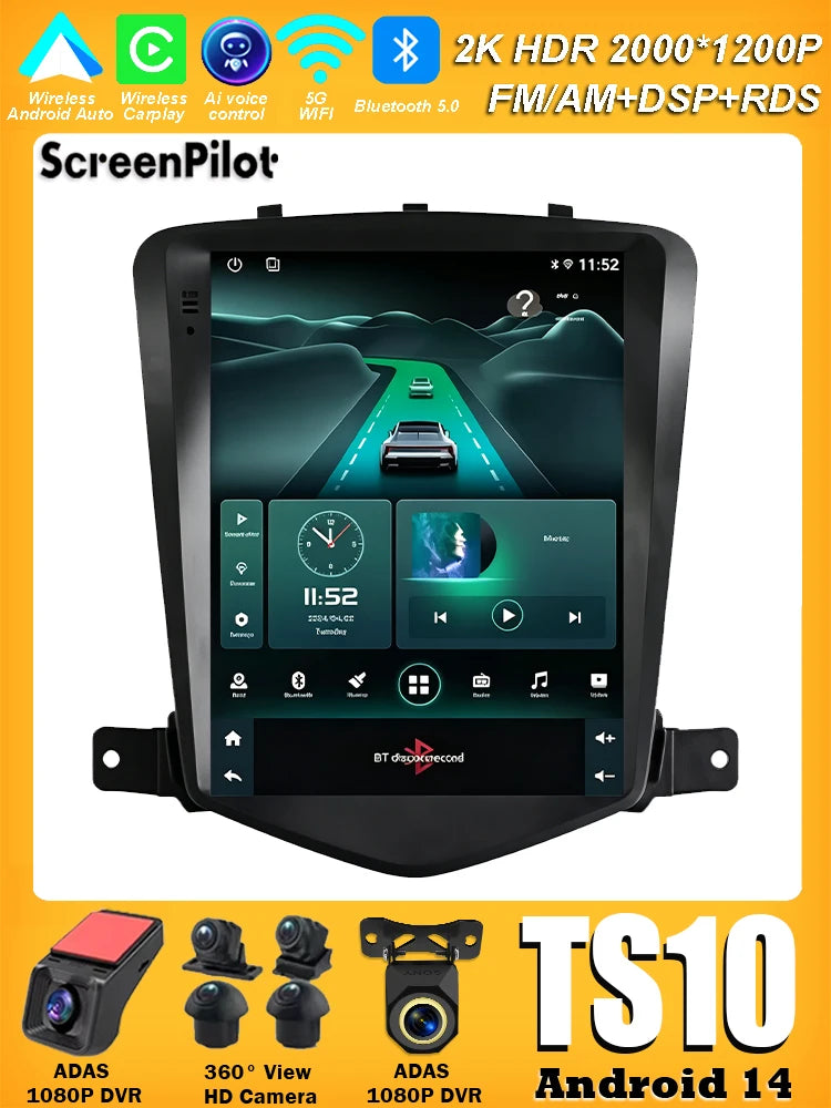 For Chevrolet Cruze J300 2008 - 2012 Android 16 Multimedia Video Player GPS Navigation Wireless Android Auto Touch Screen RDS