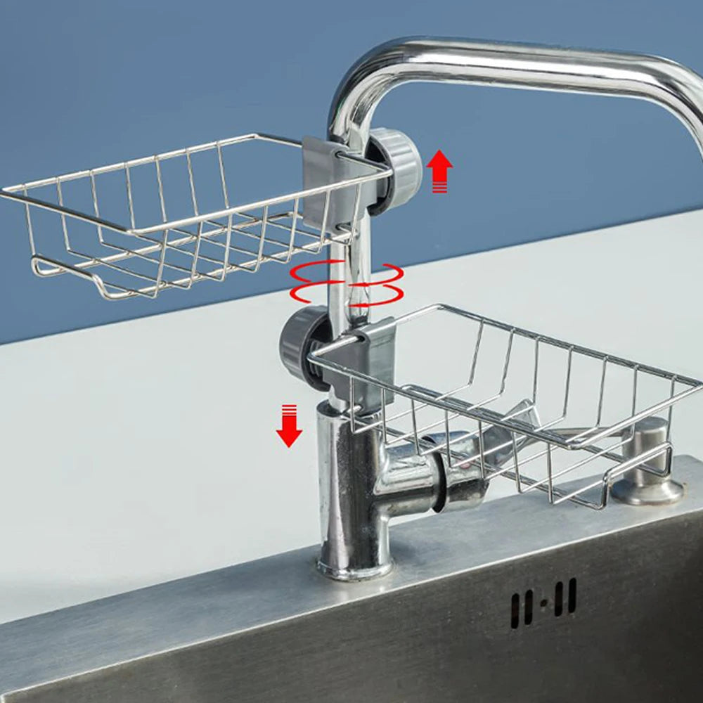 Kitchen Sink Faucet Rack - Sponge, Soap and Towel Holder with Drain - photo 4