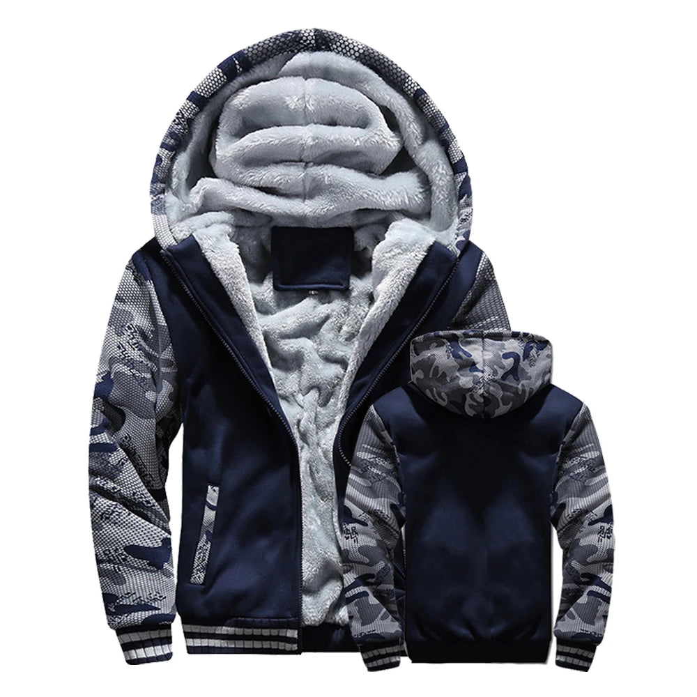 Men's Fleece-Lined Hooded Winter Jacket