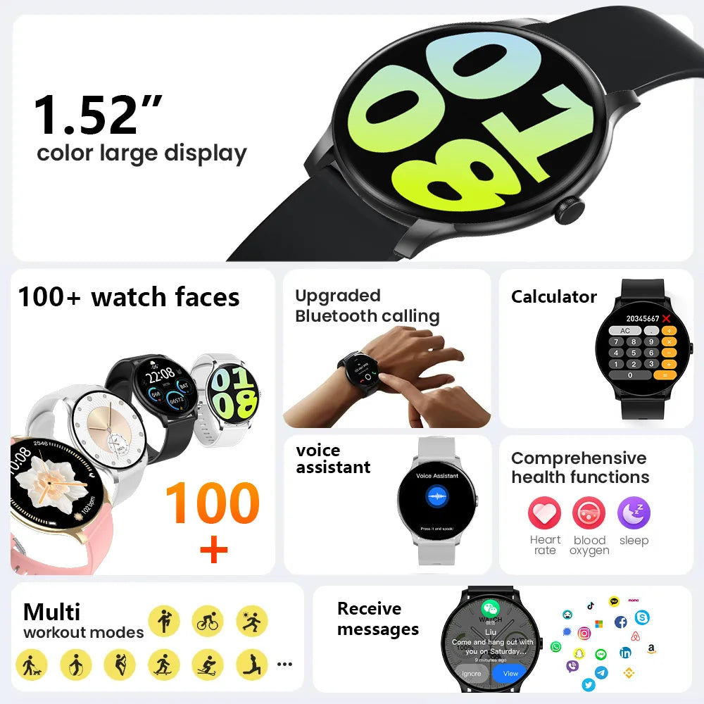 LXASFIT 2026 New Smart Watch Heart Rate Sleep Health Monitor Bluetooth Talk Ladies Sport Smart Watch for Android IOS