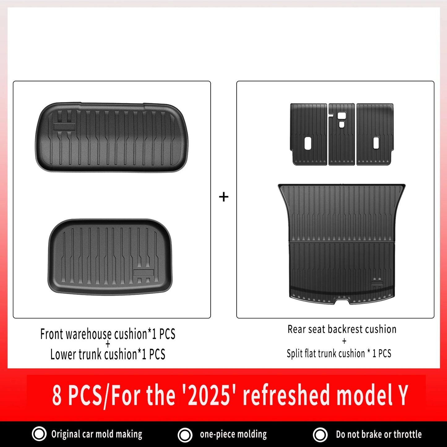 For New Tesla Model Y Launch 2026+ Juniper 2026+ TPE Floor Mats & Cargo Liner, All Weather Trunk Mats Floor Liner Backrest Mats