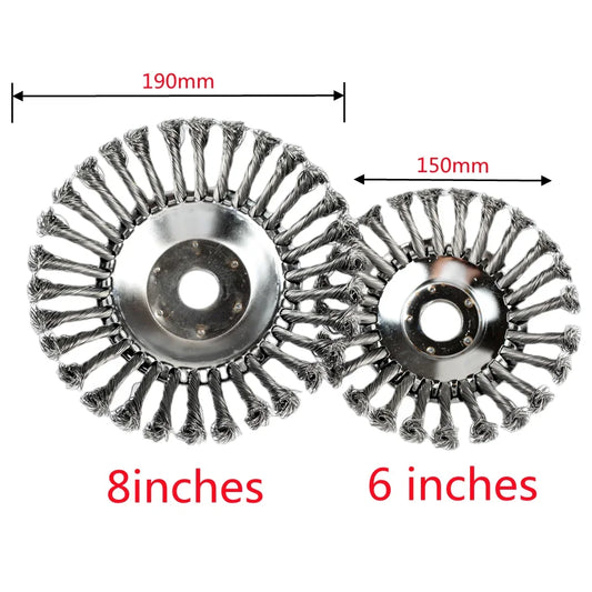 Upgraded 6/8 inch weed brush cutter head lawn mower universal lawn mower head wire wheel brush garden trimmer head