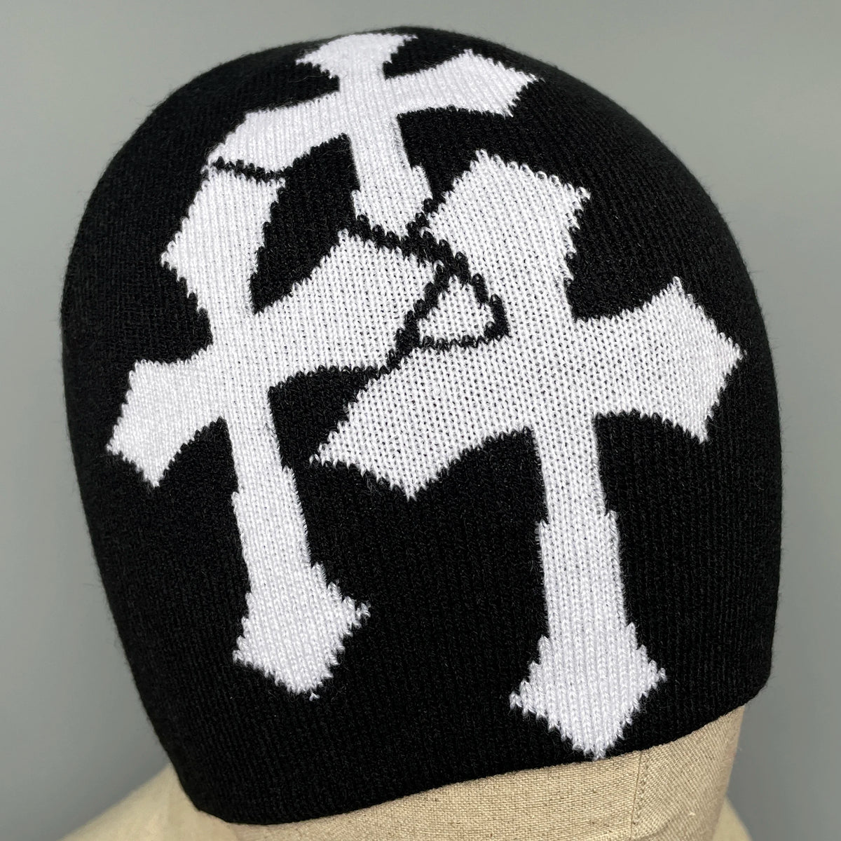 Cross Jacquard Knit Beanie, Hip Hop Hat