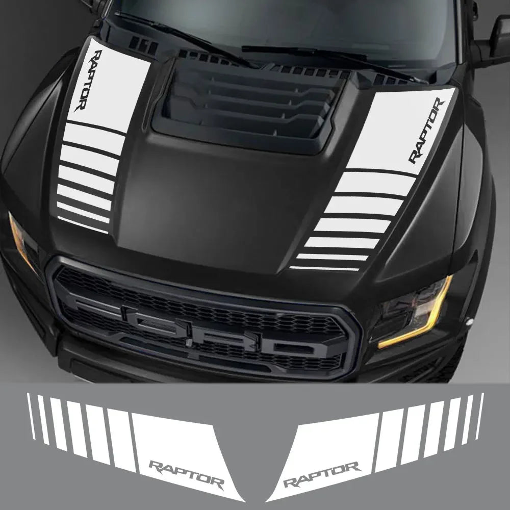 Hood Graphic Vinyl Decals for Ford F-150 / Ranger Raptor 2015–2020 (2-Pack)