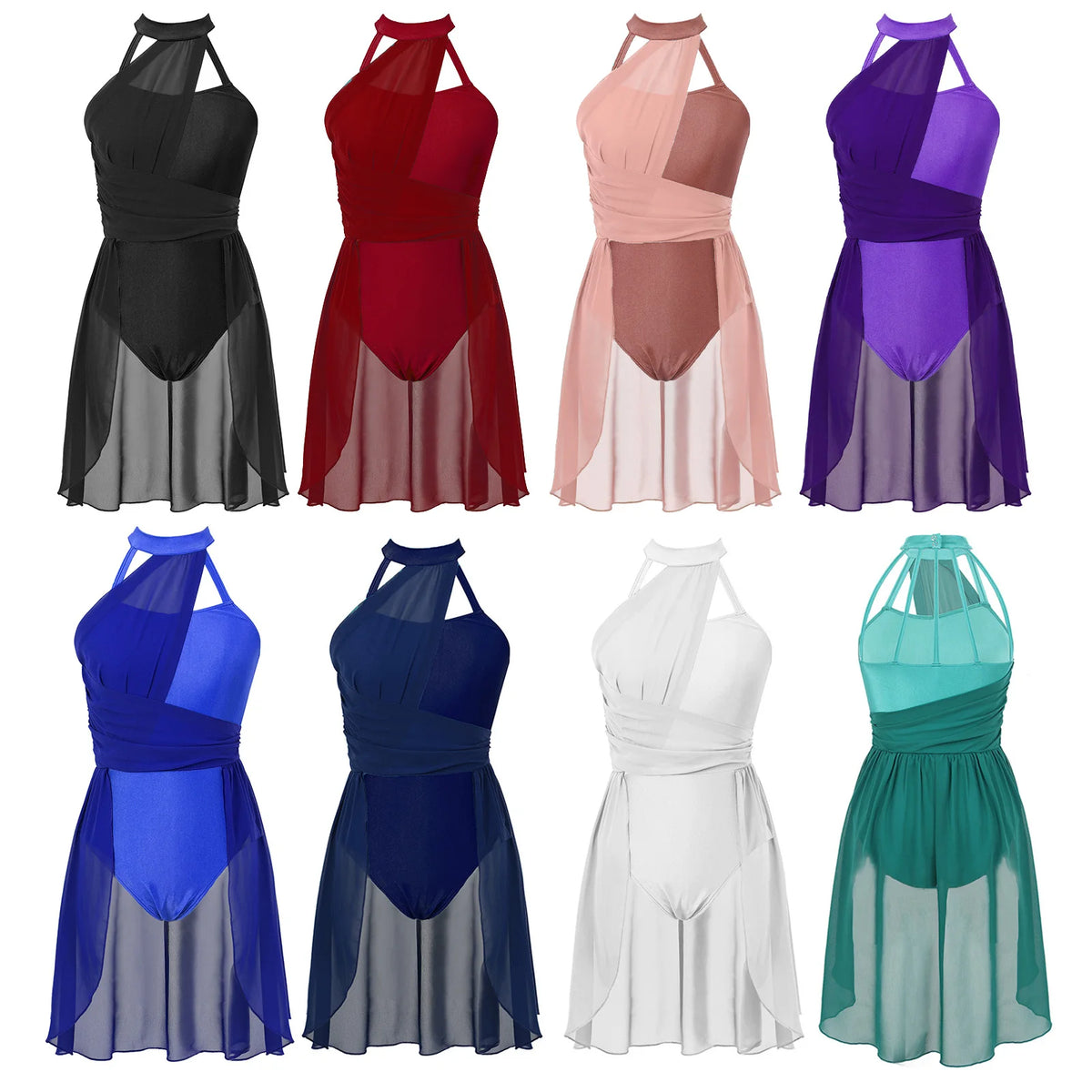 Women's ruched chiffon contemporary lyrical dress