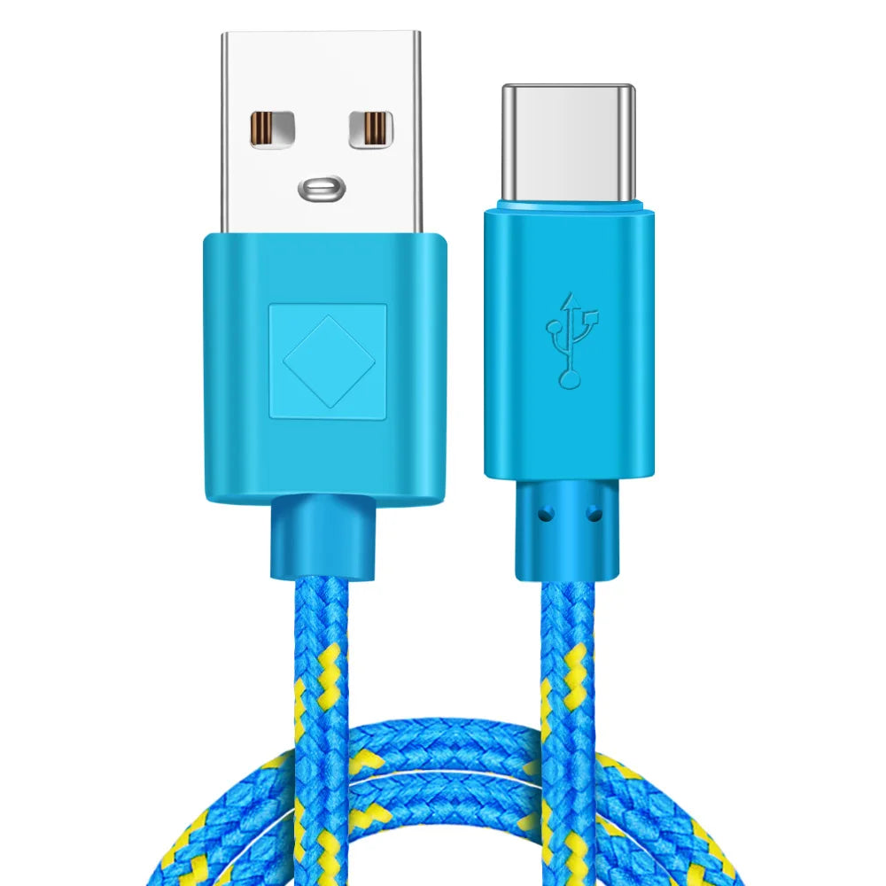 USB Type C Cable Nylon Fast Charging Data Cable for Samsung S10 S9 Note 9 Oneplus xiaomi Huawei Mobile Phone Type-c USB-C Cables