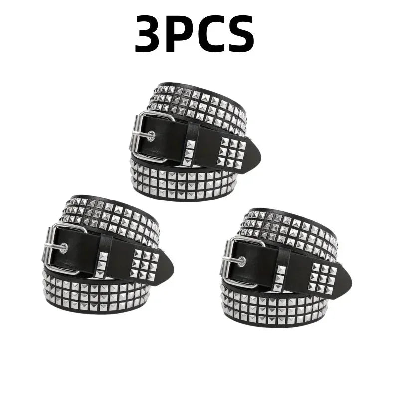 Pyramid Stud Belt — Y2K Punk Rivet Belt for Men & Women