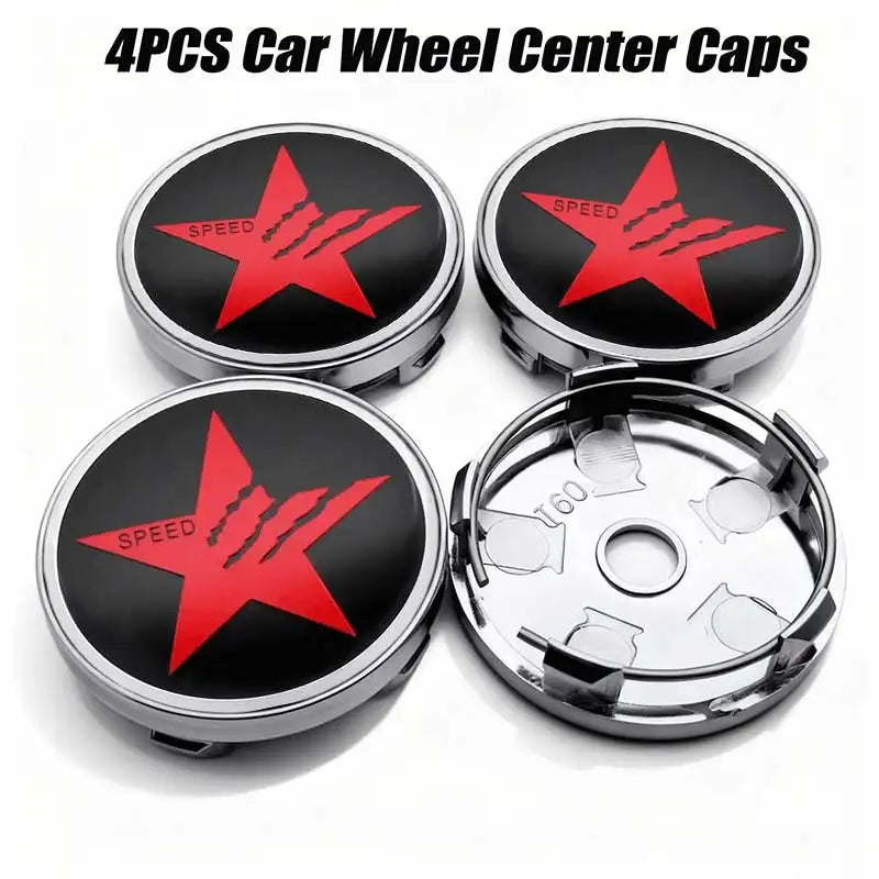 4pcs 56MM 60MM Car Wheel Hub Center Caps Rim Cover SPEED Star Logo Badge Emblem Stickers Universal Car Styling Accessories
