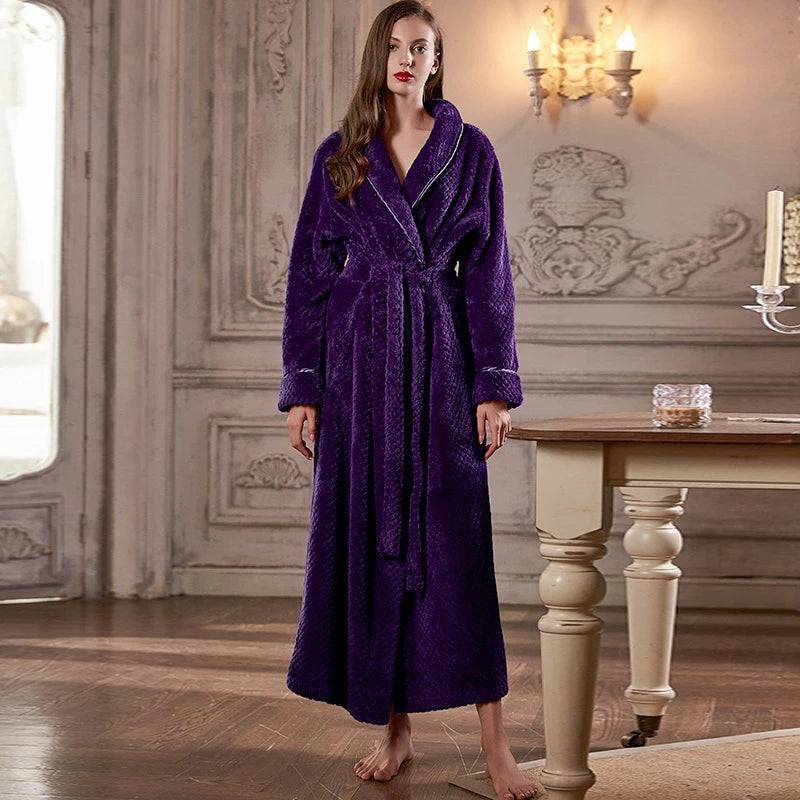 Women's Long Zip-Up Flannel Bathrobe, Plus Sizes