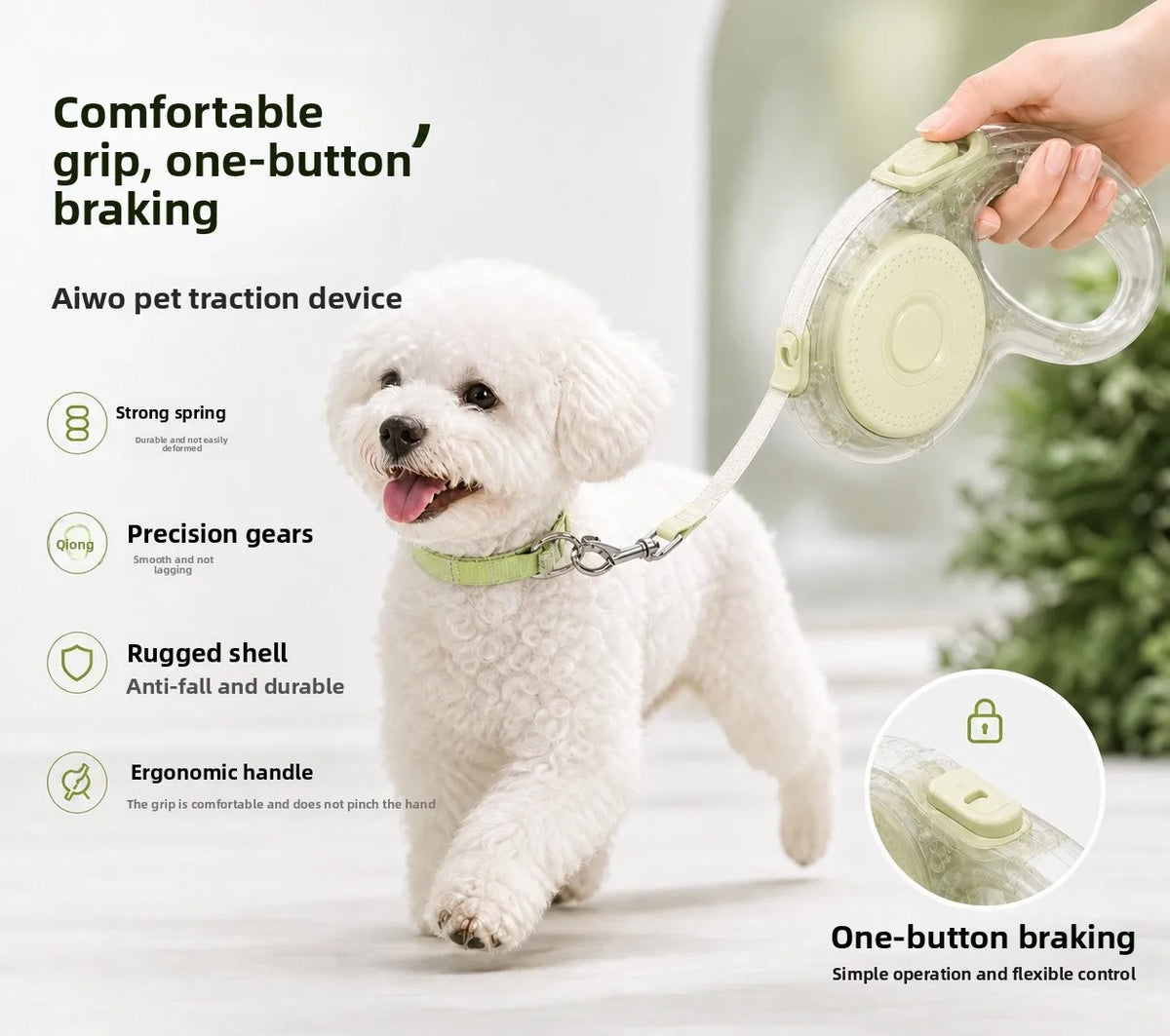 Clear-Shell Retractable Dog Leash - Visible Mechanism – photo 2