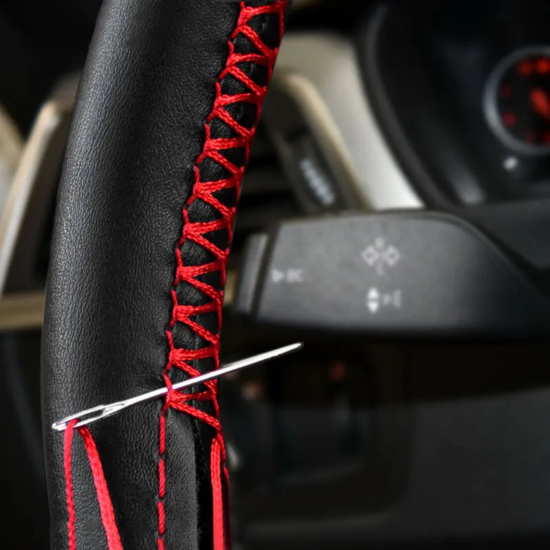 38cm DIY Microfiber Leather Steering Wheel Cover Kit