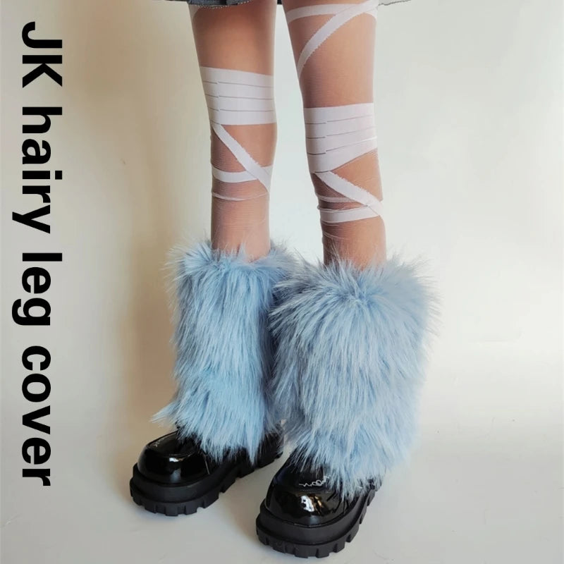 Women's Fuzzy Plush Leg Warmers - Footless Boot Toppers - photo 2