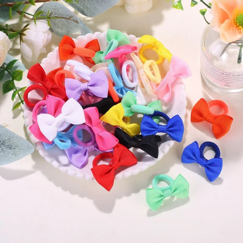 10/20/30/40pcs Cute Bow Elastic Non-slip Hair Ties | Suitable for All Occasions: Festive Photography, Fun Soft Hair Accessories