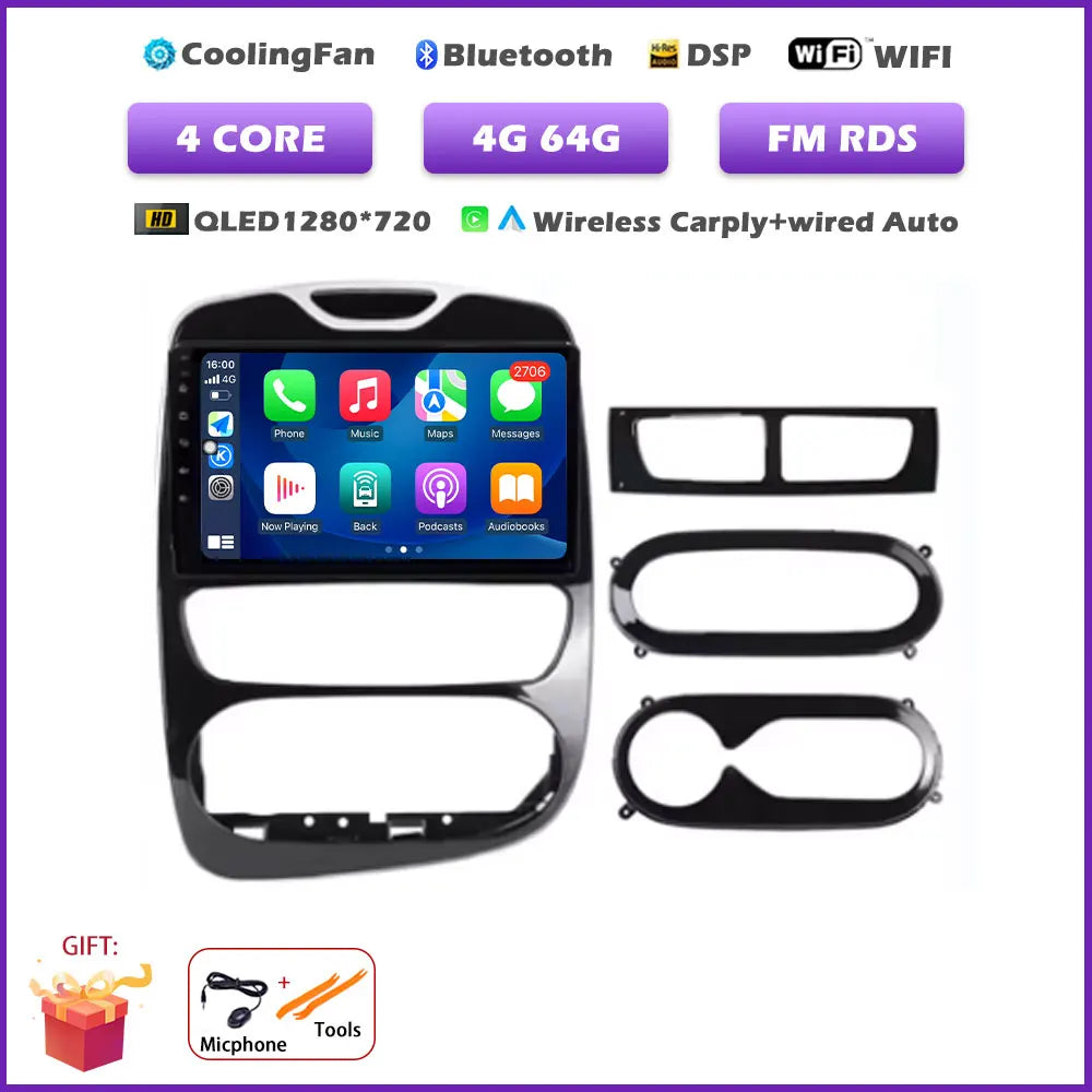 For Renault Clio 4 2012-2016 Carplay Car Radio Multimedia Video Player Android 16 Auto WIFI GPS Navigation DSP stereo BT tools