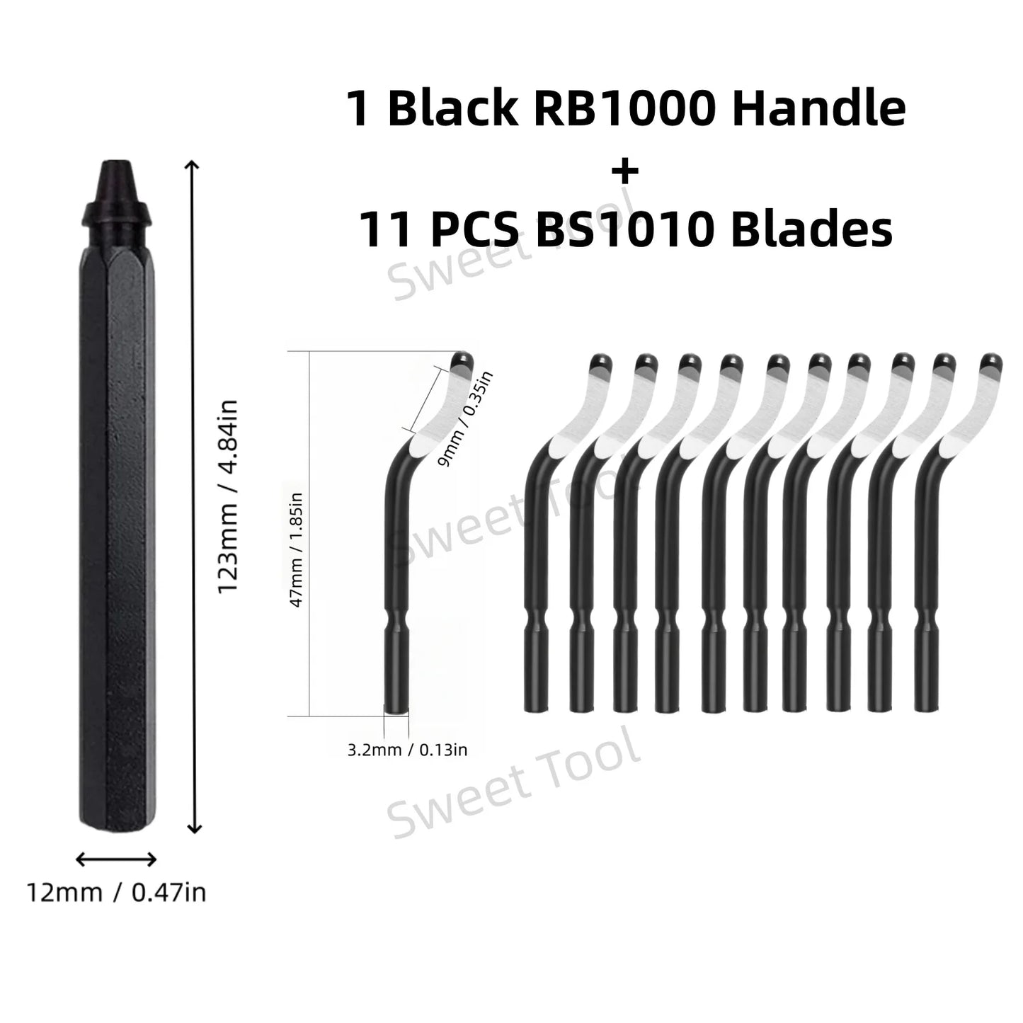 Deburring Tool Metal Handle with 1/10/11 Swivel Blades Burr Removal Reamer Tool for Plastic Metal Copper PVC Resin 3D Printing
